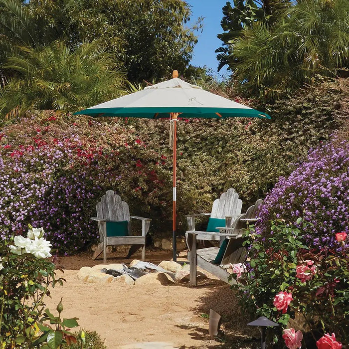 9’ Wood Quad Pulley Lift Patio Umbrella - Great Backyard Place