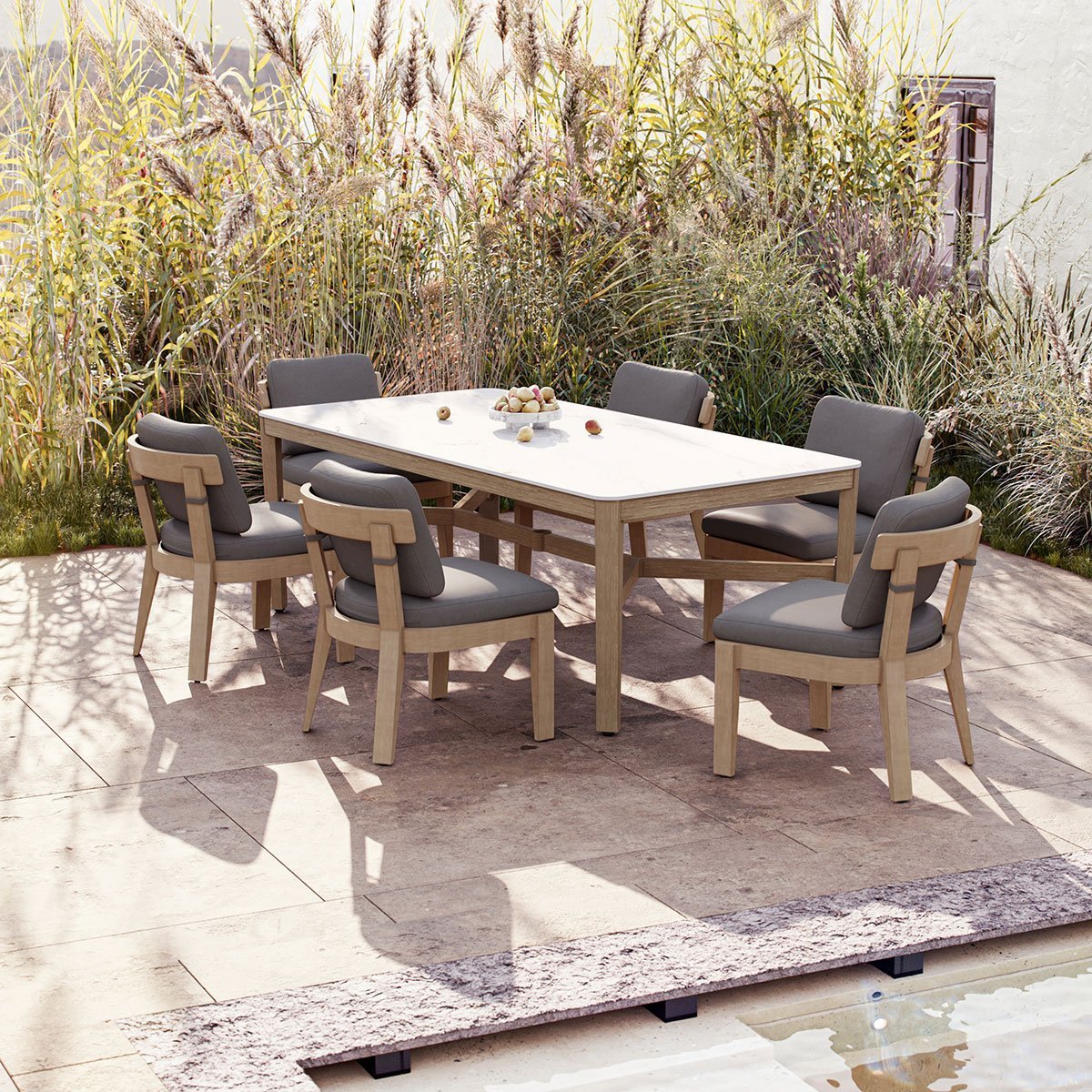 ダイニングテーブル Dining table set ITALY Sonata 84x42 in. Dining Set - 7 Piece | Great Backyard Place