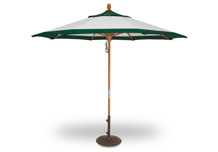 9’ Wood Quad Pulley Lift Patio Umbrella