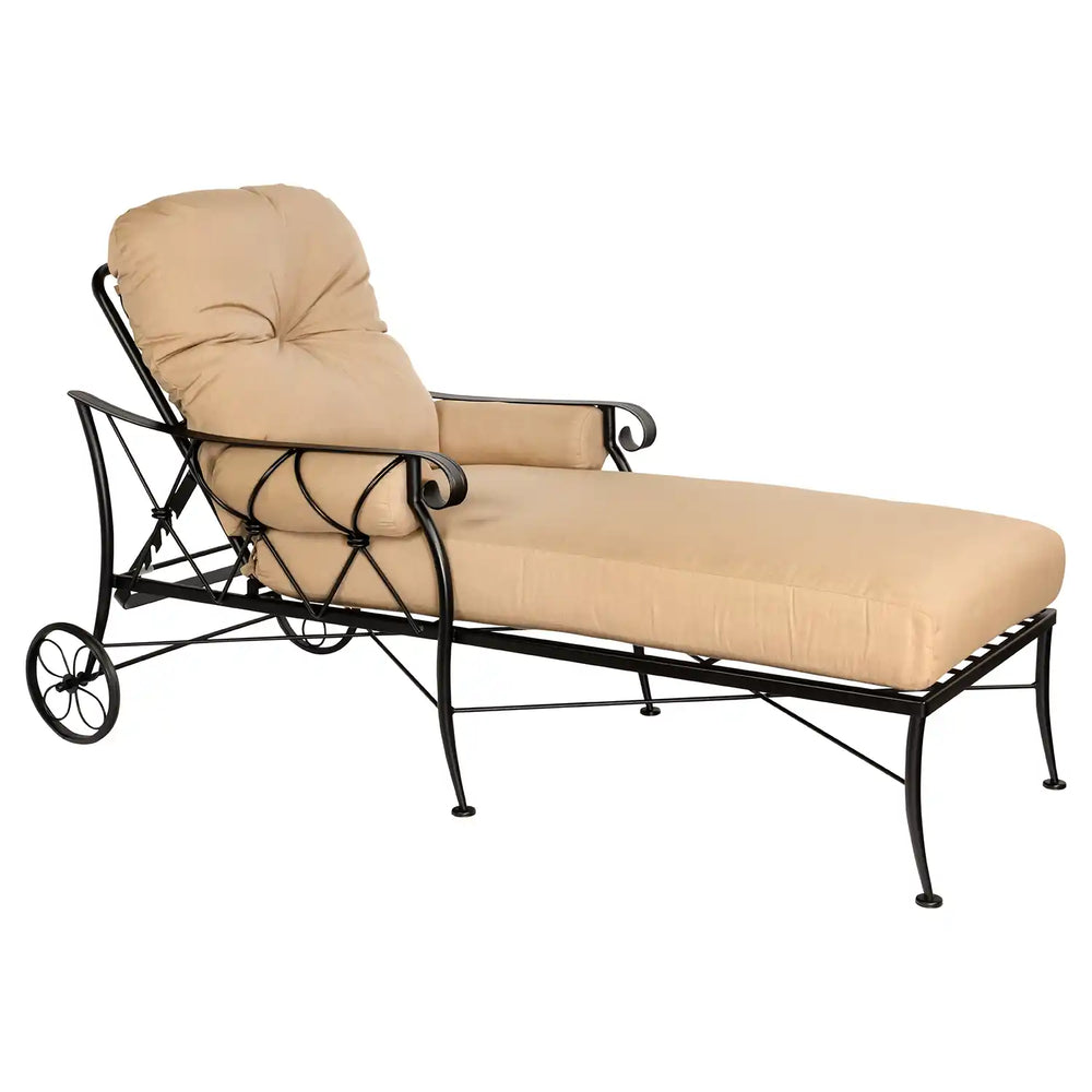 Derby Cushion Wrought Iron Adjustable Chaise Lounge
