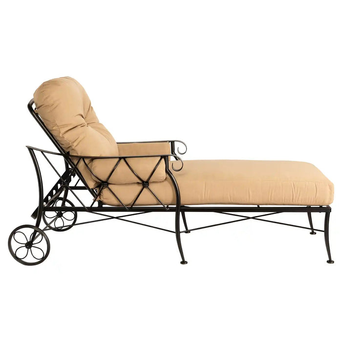 Derby Cushion Wrought Iron Adjustable Chaise Lounge - Great Backyard Place