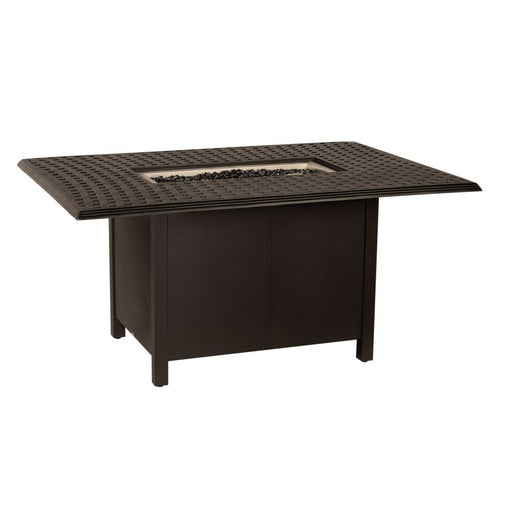 Solid Cast Complete Thatch Rectangular Dining Height Fire Table - Great Backyard Place