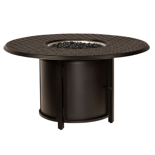 Solid Cast Complete Thatch Round Chat Height Fire Table - Great Backyard Place