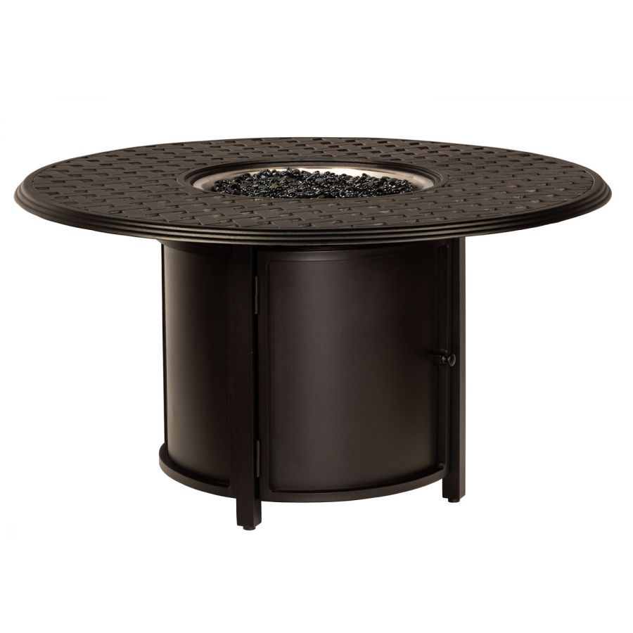 Solid Cast Complete Thatch Round Chat Height Fire Table