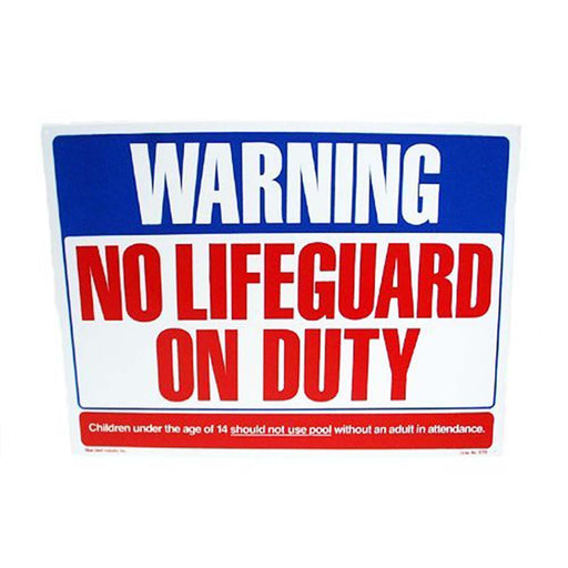 No Lifeguard on Duty Swimming Pool Sign 24"x18"