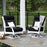  Classic Terrace Wight High Back Swivel Rockers White with Canvas Black Cushions