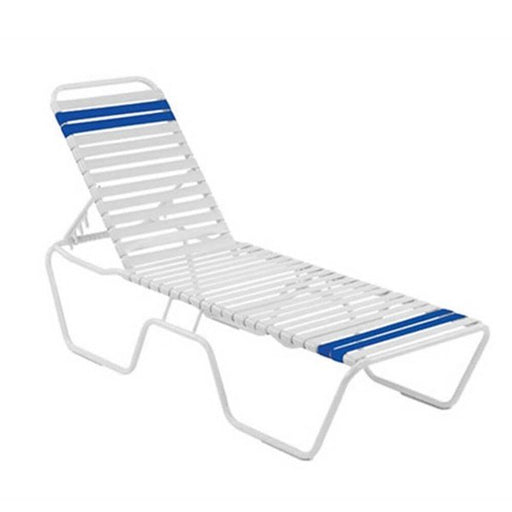 Blue and White Country Club Aluminum Strap Chaise Lounge
