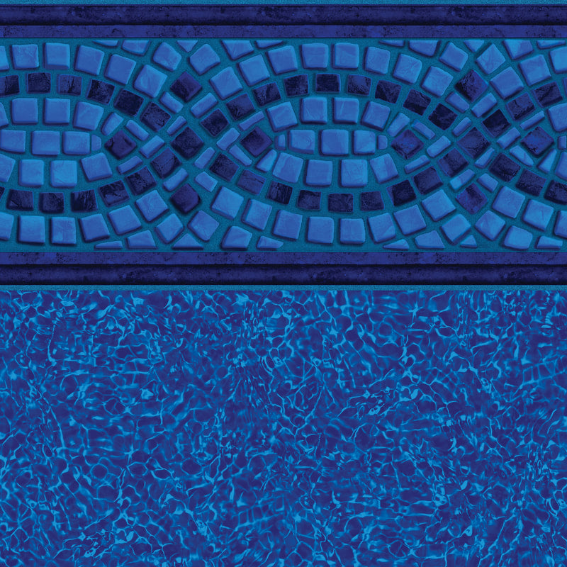 Mosaic Wave Tile, Bahama on Brilliant Blue Floor In Ground Pool Liner