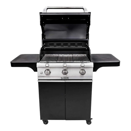 Saber Deluxe R50CC0617 Black 500 32 Inch 3 Burner Infrared Propane Gas Grill Open view