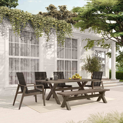 Antibes 82" X42" Aluminum Wicker Dining Set - Great Backyard Place