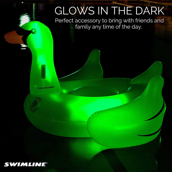 Giant Inflatable LED Light - Up Swan Pool Raft - Great Backyard Place