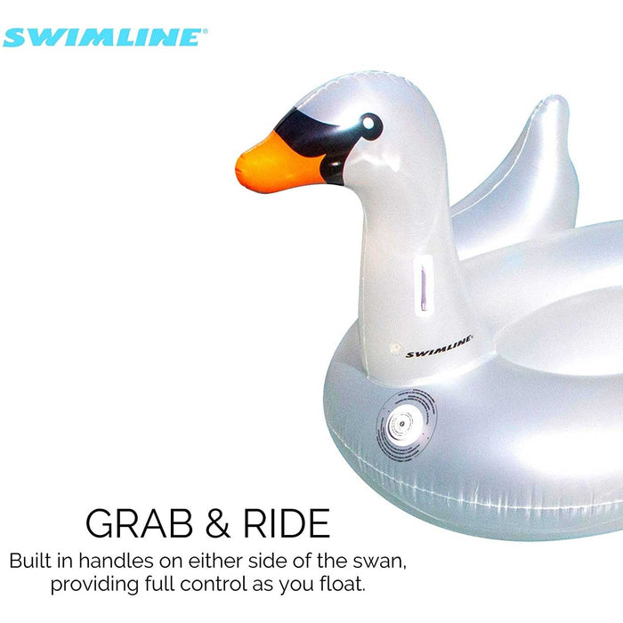 Swan Inflatable Raft Giant Inflatable LED Light-Up Swan Pool Raft | Great Backyard Place