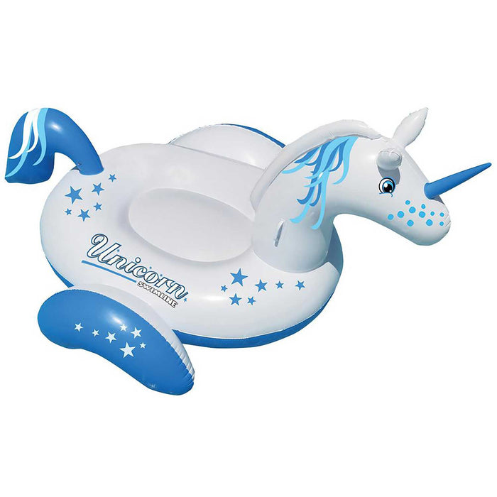 giant unicorn white and blue swimline pool float