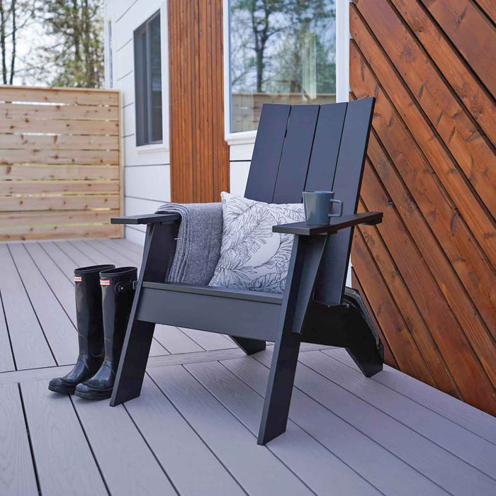 Berlin Gardens Nordic Recycled Plastic Adirondack Chair in Matte Black