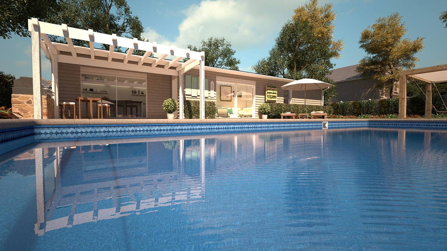 Ocean Barolo Natural Blue In Ground Pool Liner | Great Backyard Place