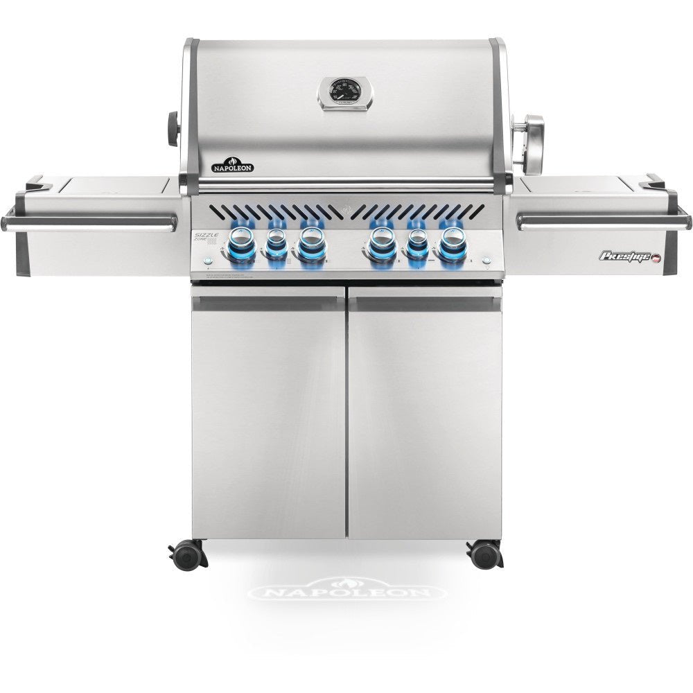 Prestige PRO 500 Stainless Steel Propane Gas Grill with Infrared Rear and Side Burners - Great Backyard Place