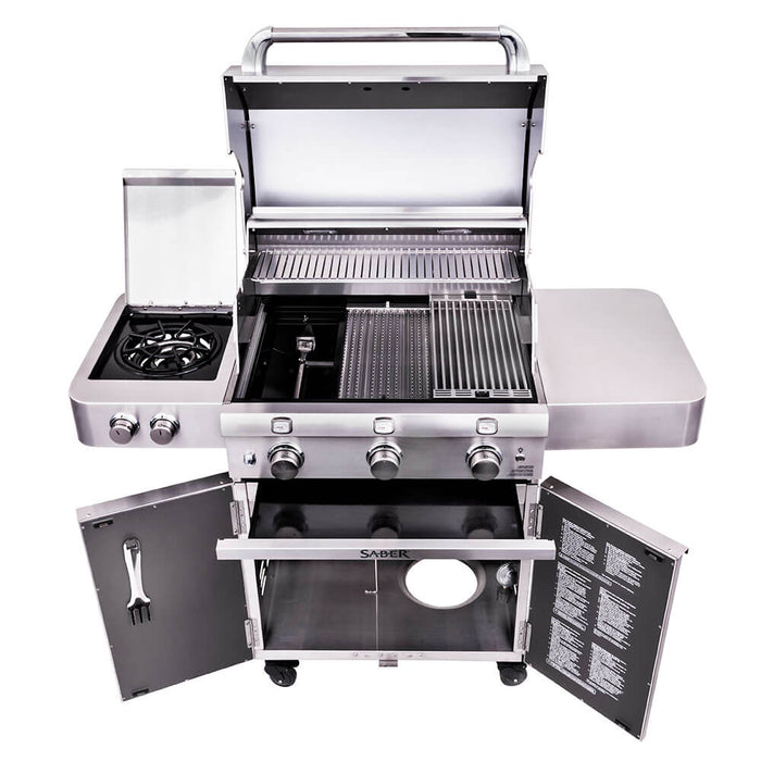 Saber 3 - Burner Infrared Propane Gas Grill With Side Burner - Great Backyard Place
