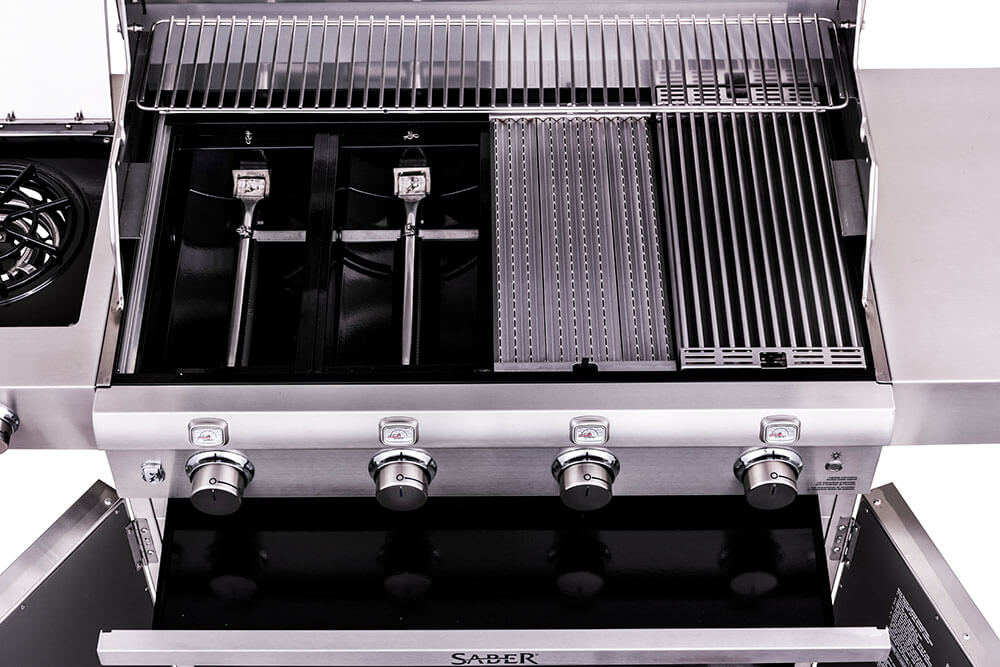 Saber 670 40" 4 - Burner Infrared Propane Gas Grill With Side Burner - Great Backyard Place