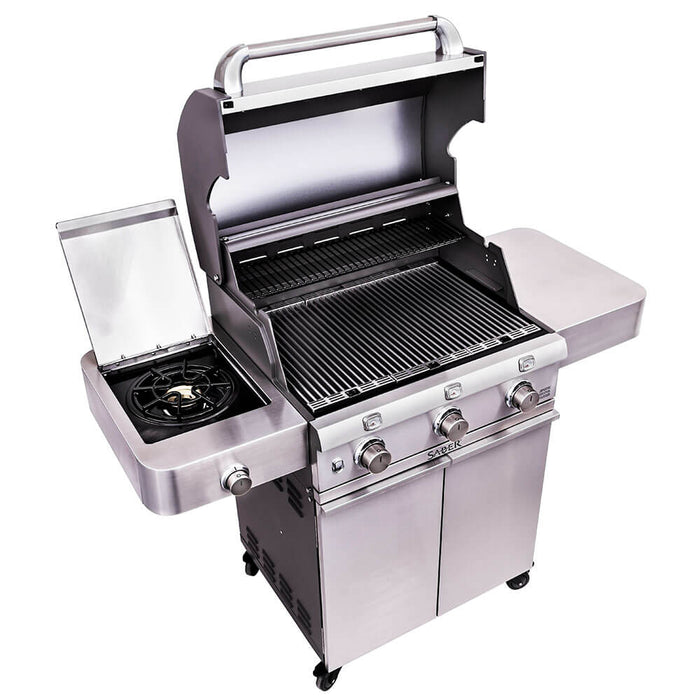 Saber Deluxe Stainless 3 - Burner Gas Grill - Great Backyard Place