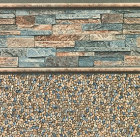 Stacked Stone Tile, Clearwater Tan Floor In Ground Pool Liner - Great Backyard Place