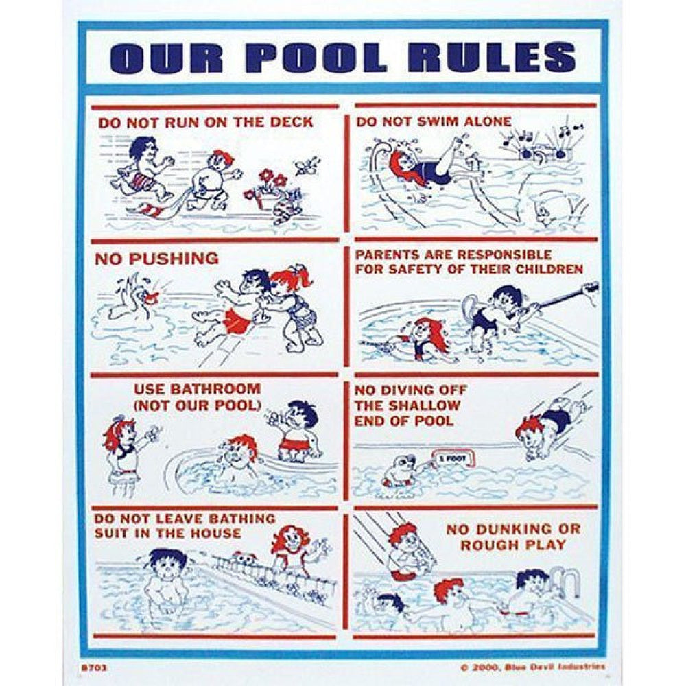 Valterra Swimming Pool Sign Our Pool Rules 18" x 24" - Great Backyard Place